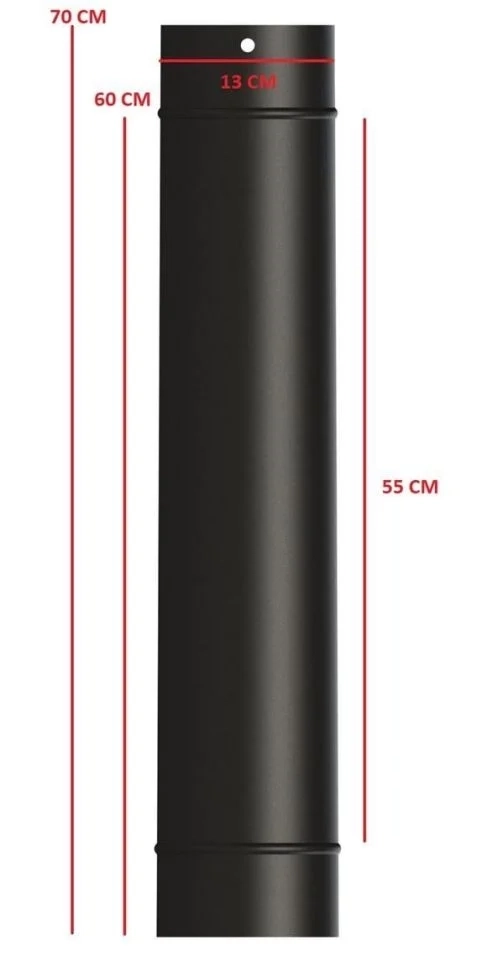70 Lik Soba Borusu / Boy: 60 Cm / Çap: 13 Cm / Mat Siyah Emaye