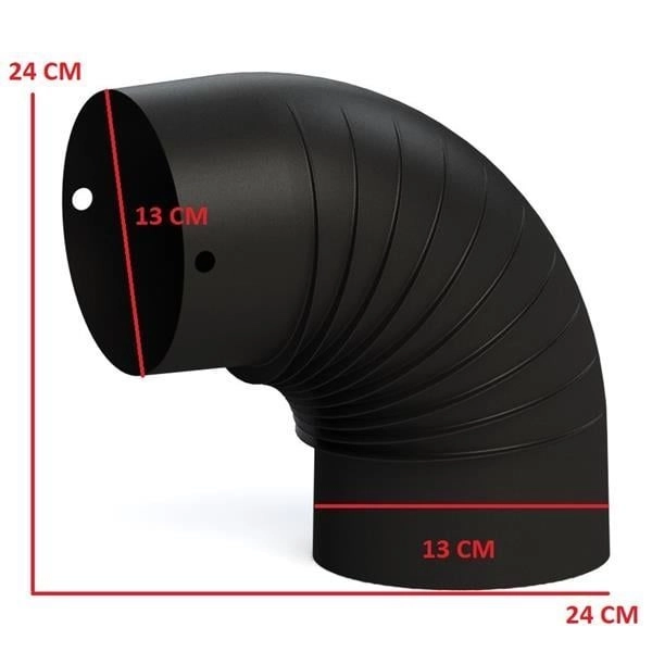 A Dirsek Soba Borusu / Boy: 10 Cm / Çap: 13 Cm / Mat Siyah Emaye